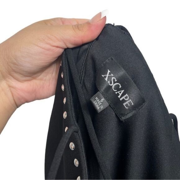 XSCAPE Cocktail Studded Bodycom Mini Dress in Black Size 6 - Picture 8 of 11
